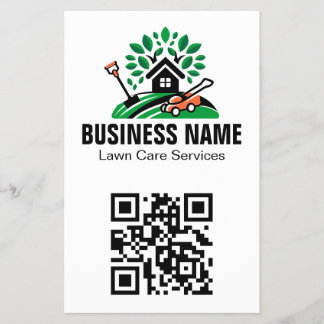 Groen Landschap Logo Huis Boom Grasmaaier Qr Code Flyer