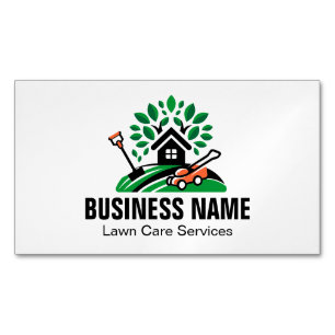 Groen Landschap Logo Huis Boom Grasmaaier Tuin Magnetisch Visitekaartje