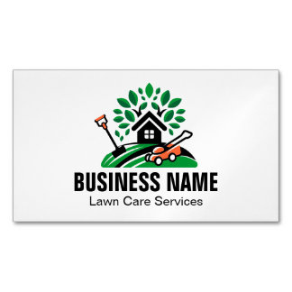 Groen Landschap Logo Huis Boom Grasmaaier Tuin Magnetisch Visitekaartje
