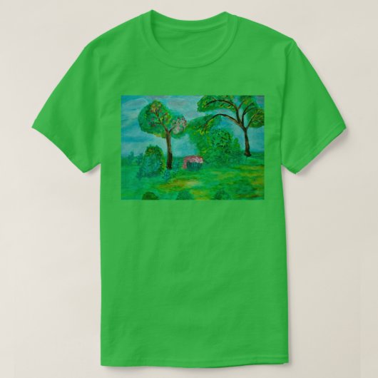 Groen landschap met bomen t-shirt (Design voorkant)