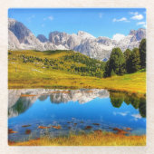 Groen landschap met het Pond- en Snowy-gebergte Glazen Onderzetter (Voorkant)