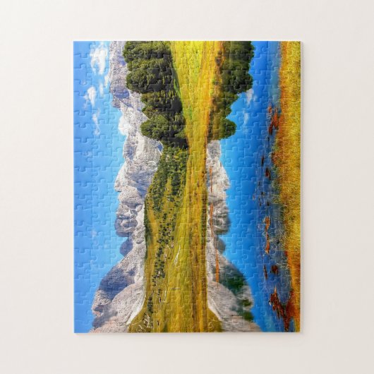 Groen landschap met het Pond- en Snowy-gebergte Legpuzzel (Verticaal)