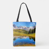 Groen landschap met het Pond- en Snowy-gebergte Tote Bag (Achterkant)