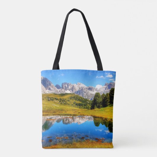 Groen landschap met het Pond- en Snowy-gebergte Tote Bag (Achterkant)