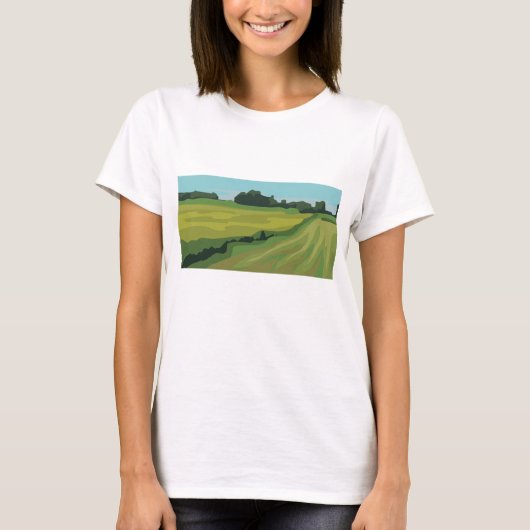 Groen landschap op het platteland t-shirt (Voorkant)