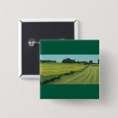 Groen landschap op het platteland vierkante button 5,1 cm (Voorkant /achterkant)