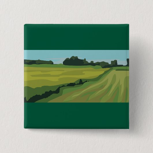 Groen landschap op het platteland vierkante button 5,1 cm (Voorkant)
