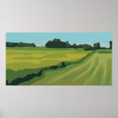 Groen Landschap Platteland Poster (Voorkant)