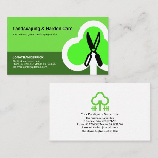 Groen landschapslaag Creative Tree Garden Shear Visitekaartje (Voorkant / Achterkant)