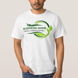 Groen landschapsontwerp grasmaaier blad swoosh t-shirt