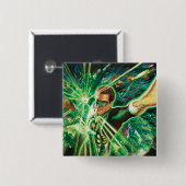 Groen lantaarns schilderen vierkante button 5,1 cm (Voorkant /achterkant)