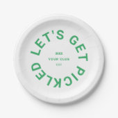 Groen laten we pickled crest pickleball papieren bordje (Voorkant)