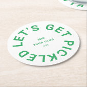 Groen laten we pickled crest pickleball ronde kartonnen onderzetter (Gebogen)