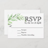 Groen Laurel Wreath Bruiloft RSVP (Voorkant / Achterkant)