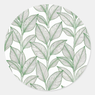 Groen Lauriersblad Botanisch Patroon Ronde Sticker