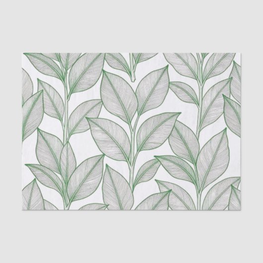 Groen Lauriersblad Botanisch Patroon Tissuepapier (Voorkant)