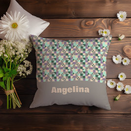 Groen lavendel beige abstract geometrisch patroon kussen