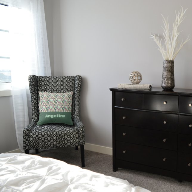 Groen lavendel beige abstract geometrisch patroon kussen (Creator heeft geüpload)