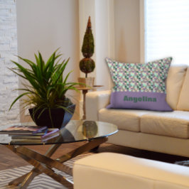 Groen lavendel beige abstract geometrisch patroon kussen