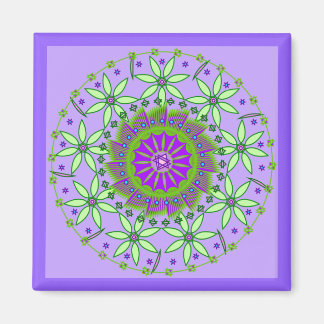 Groen/Lavendel Bloemen Mandala Magnet