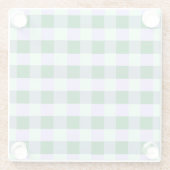 Groen & Lavendel Gingham Strepen Karo Patroon Glazen Onderzetter (Achterkant)