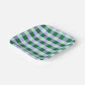Groen & Lavendel Gingham Strepen Karo Patroon Papieren Bordje (Gebogen)