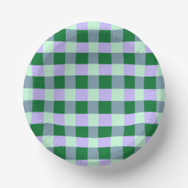 Groen & Lavendel Gingham Strepen Karo Patroon Papieren Kommen