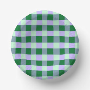 Groen & Lavendel Gingham Strepen Karo Patroon Papieren Kommen