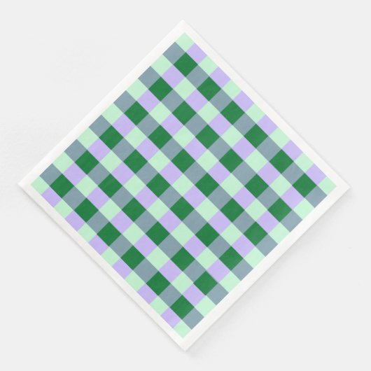 Groen & Lavendel Gingham Strepen Karo Patroon Servet (Hoek)