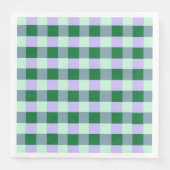 Groen & Lavendel Gingham Strepen Karo Patroon Servet (Voorkant)