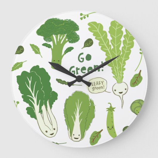 Groen! Leafy Green. Happy Garden Veggies Grote Klok (Voorkant)