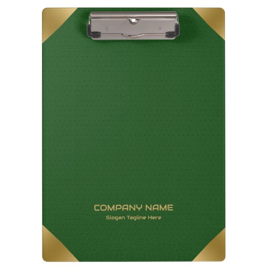 Groen leder afbeelding afdrukken met gouden accent klembord (Voorkant)