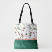Groen leder en bloemen tote bag (Voorkant)