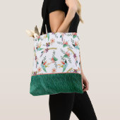 Groen leder en bloemen tote bag (Dichtbij)