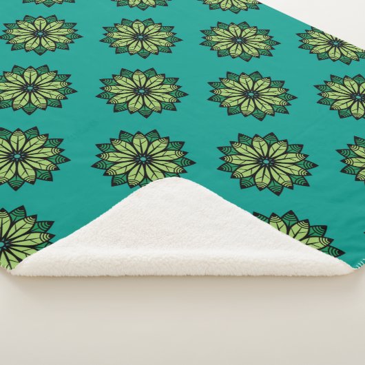 Groen leder en vlakker naadloze patroonachtergrond sherpa deken (3/4)