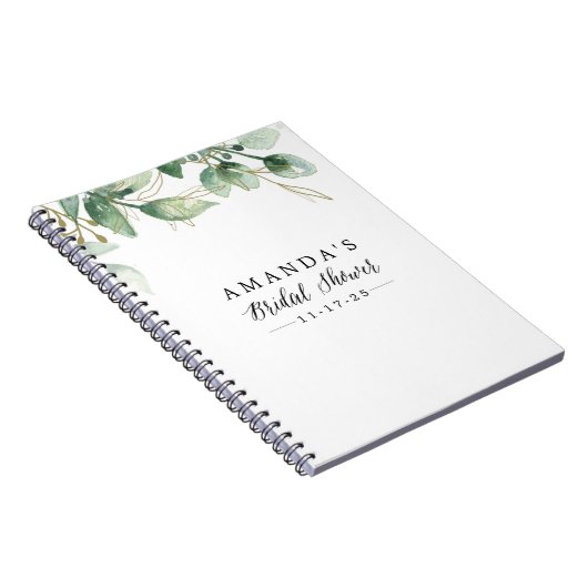 Groen leder Eucalyptus Vrijgezellenfeest Notitieboek (Rechterzijde)