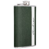 Groen leder, ledertextiel, Jouw naam Heupfles (Rechts)