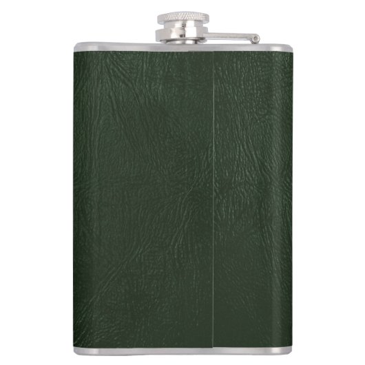 Groen leder, ledertextiel, Jouw naam Heupfles (Achterkant)