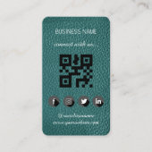 Groen leder - Sociale media QR-code Visitekaartje (Voorkant)