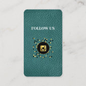 Groen leder - Sociale media QR-code Visitekaartje (Achterkant)