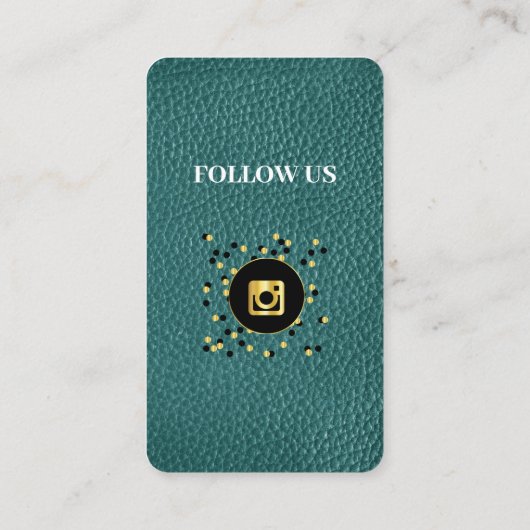 Groen leder - Sociale media QR-code Visitekaartje (Achterkant)