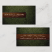 Groen leder voor professioneel leger visitekaartje (Voorkant / Achterkant)