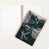 Groen leder zwarte zilver Spuitzalmplanner Planner (Display)