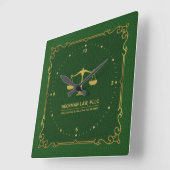 Groen Lederen Goud Gerechtigheid Schaal  Lijst Vierkante Klok (Hoek)