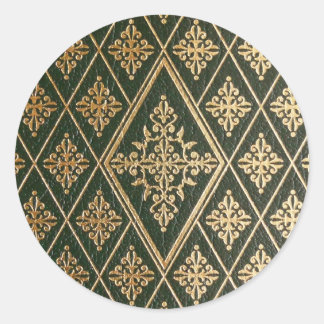 Groen lederen goud reliëfpatroon ronde sticker
