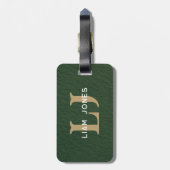 Groen Lederen Initialen Monogrammed Modern  Bagagelabel (Achterkant verticaal)