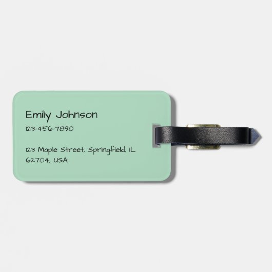 Groen lederen patroon bagagelabel (Achterkant horizontaal)