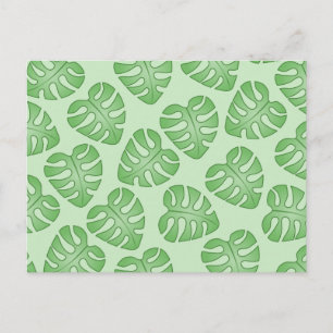 Groen lederen patroon, Monstera Leaves. Briefkaart