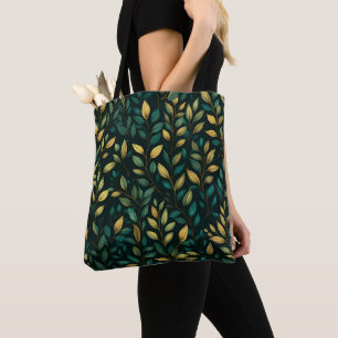 Groen lederen patroon tote bag