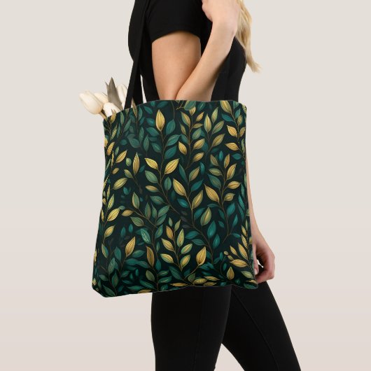 Groen lederen patroon tote bag (Dichtbij)